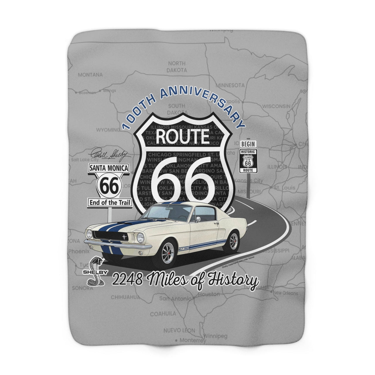 Shelby GT350 Route 66 100th Anniversary Sherpa Blanket (50 x 60 Inches)
