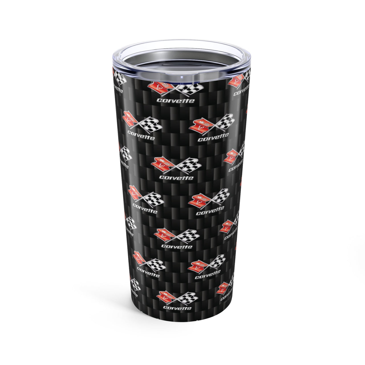Corvette C3 Logo Repeat Pattern Carbon Tumbler 20oz | Retro Car Lover Travel Cup, Gift for Him, Car Enthusiast, Father's Day, Road Trip