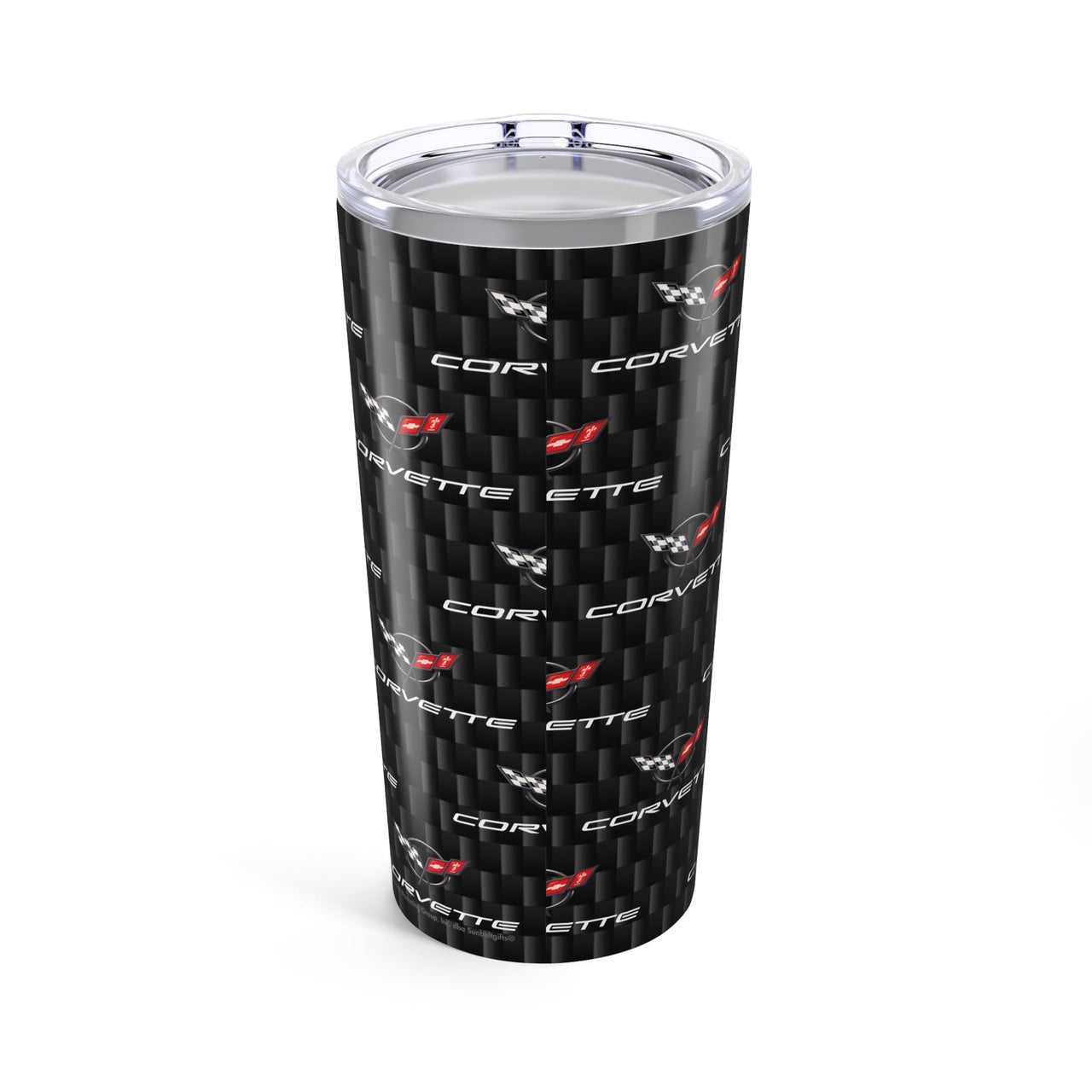 Corvette C5 Logo Repeat Pattern Carbon Tumbler 20oz | Retro Car Lover Travel Cup, Gift for Him, Car Enthusiast, Father's Day, Road Trip