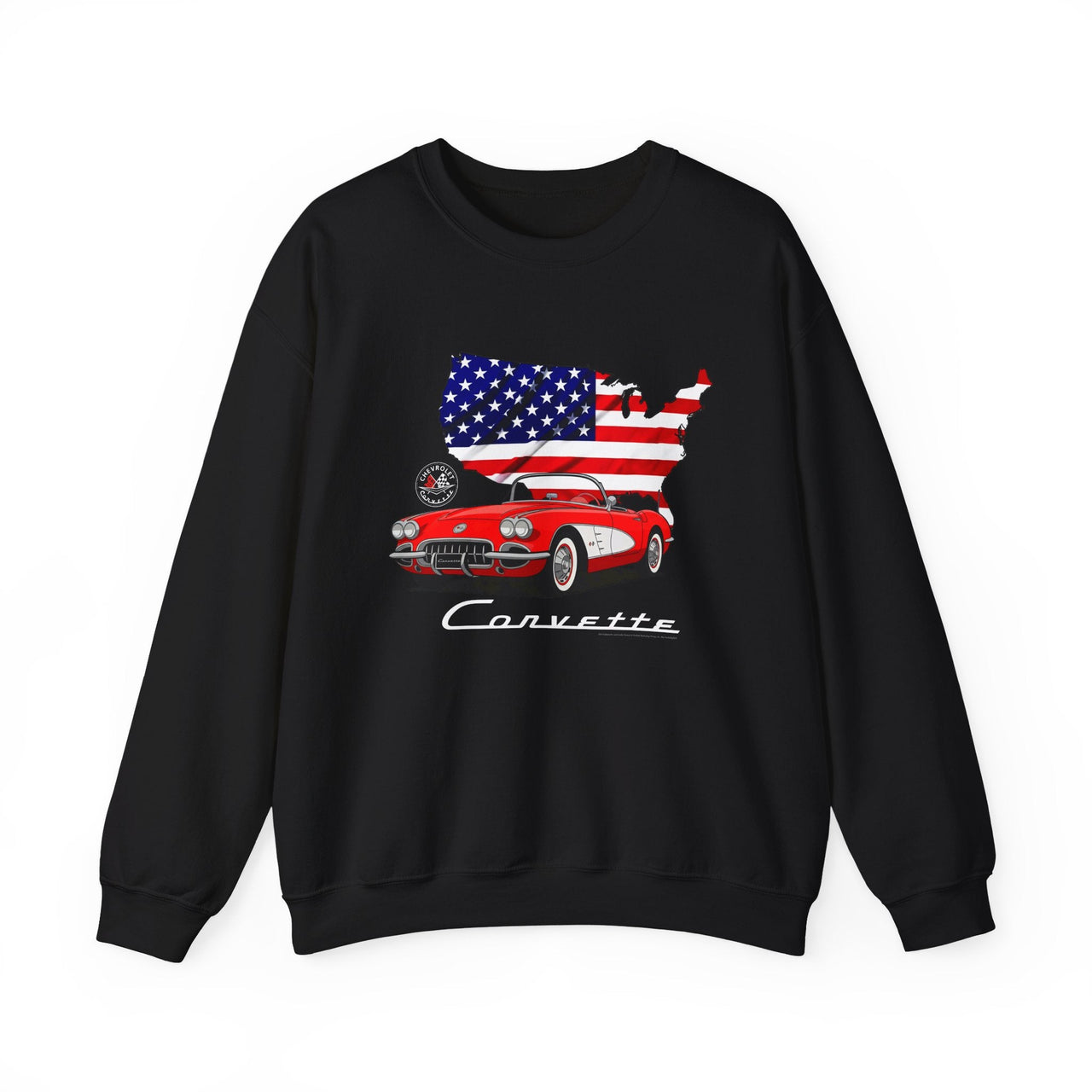C1 Corvette American Flag Cotton Blend Sweatshirt – Legends of the Road, Perfect for the Corvette Fan