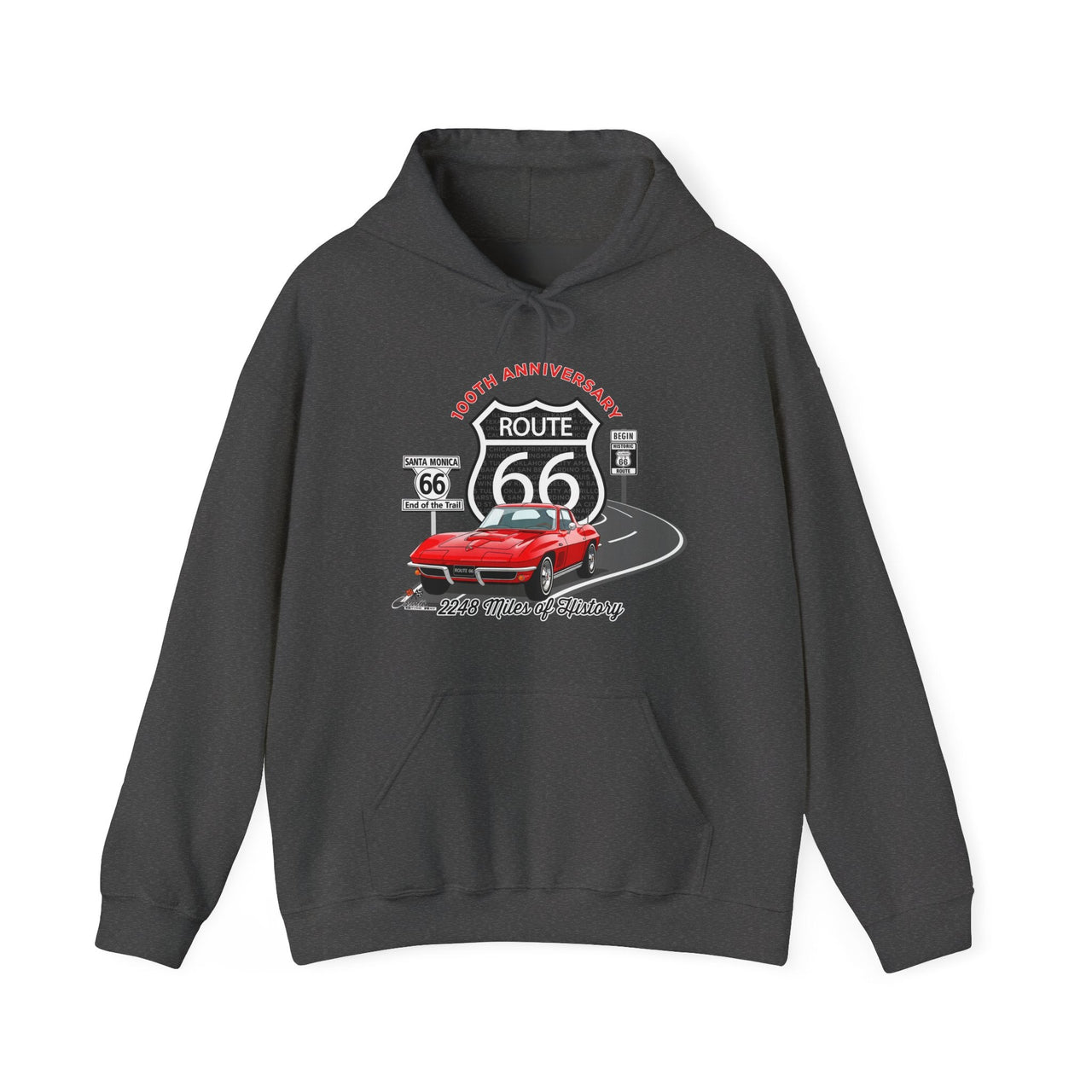 C2 Corvette Route 66 100th Anniversary Hooded Sweatshirt – Legends of the Road, Perfect for the Corvette Fan