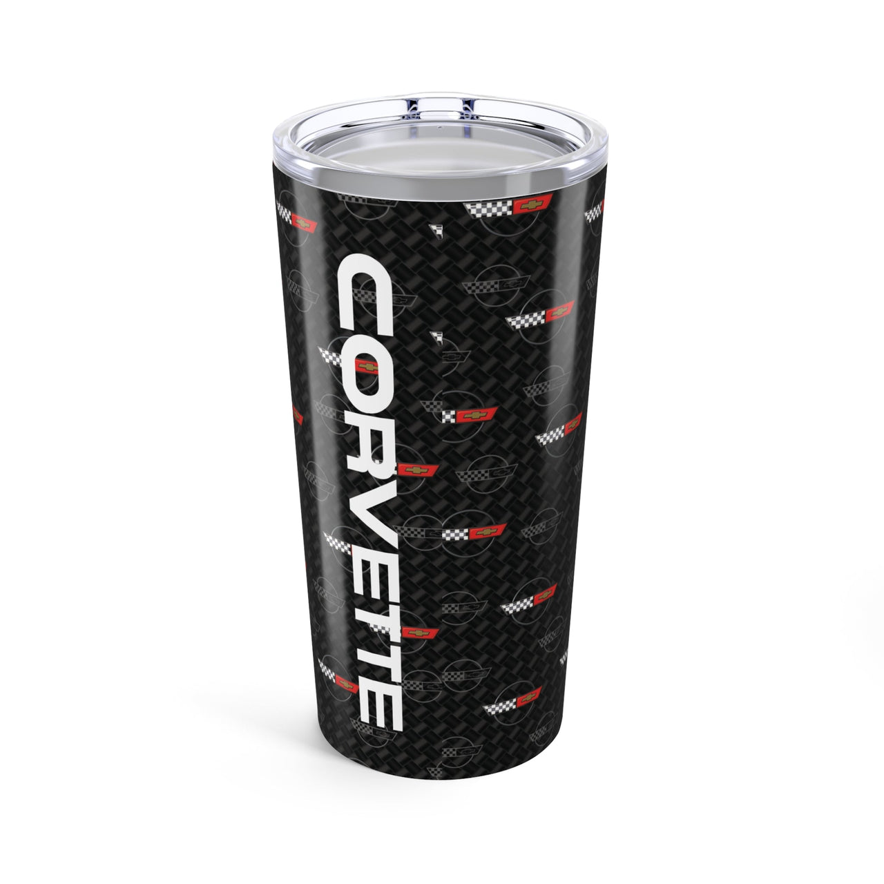 Corvette C4 Logo Toss  Pattern Carbon Tumbler 20oz | Retro Car Lover Travel Cup, Gift for Him, Car Enthusiast, Father's Day, Road Trip