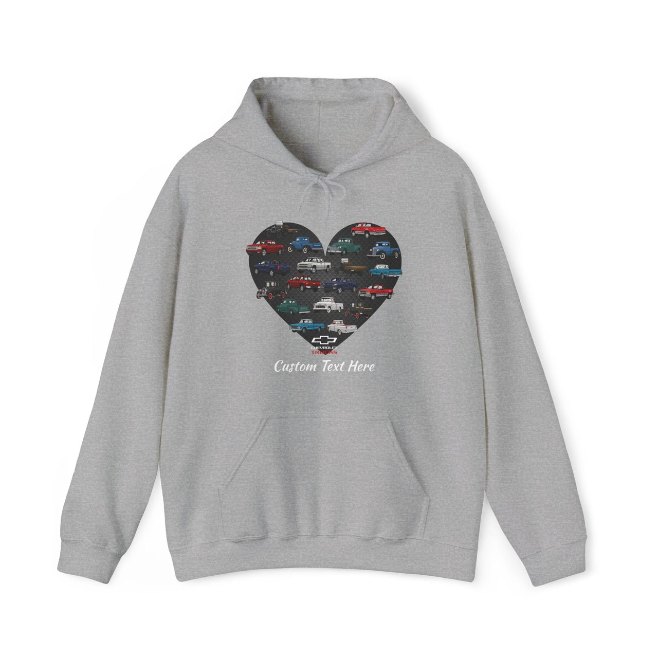 Personalized Unisex Chevy Trucks Heart Pullover Hoodie