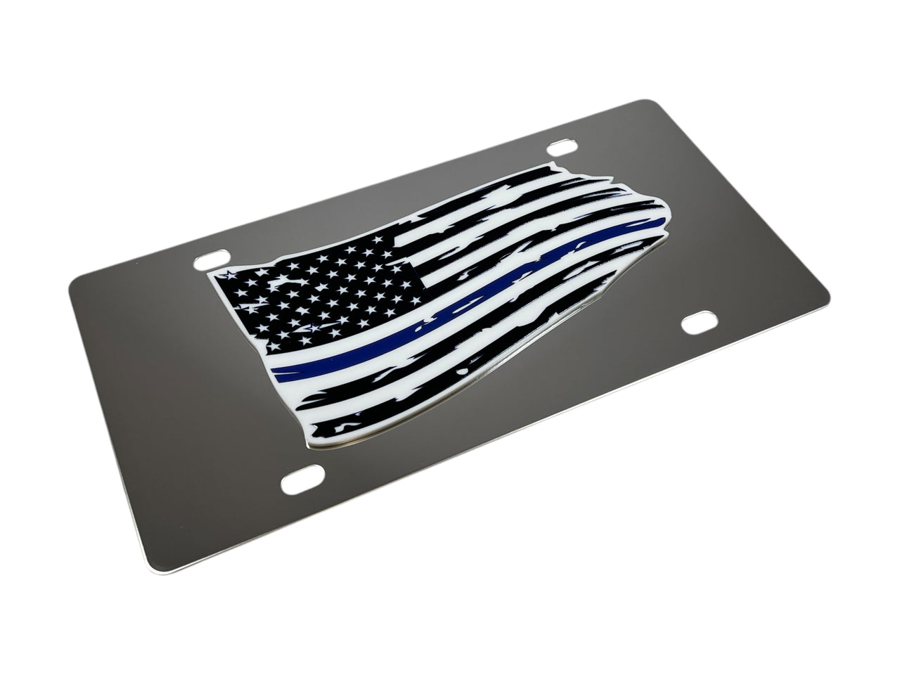 Distressed American Flag Stainless Steel License Plate