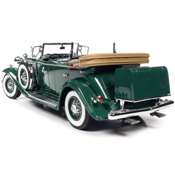 1932 Cadillac V16 Sport Phaeton Dark Green 1/18 Diecast Model Car by Auto World