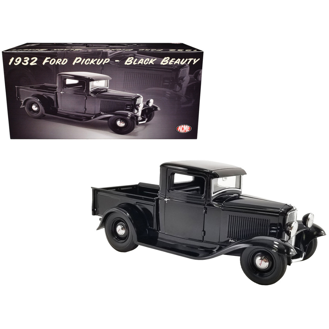 1932 Ford Pickup Truck "Black Beauty" Black Limited Edition 1/18 Diecast Model Car