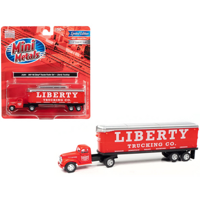 1941-1946-chevrolet-truck-and-trailer-set-liberty-trucking-co-red-1-87-ho-scale-model
