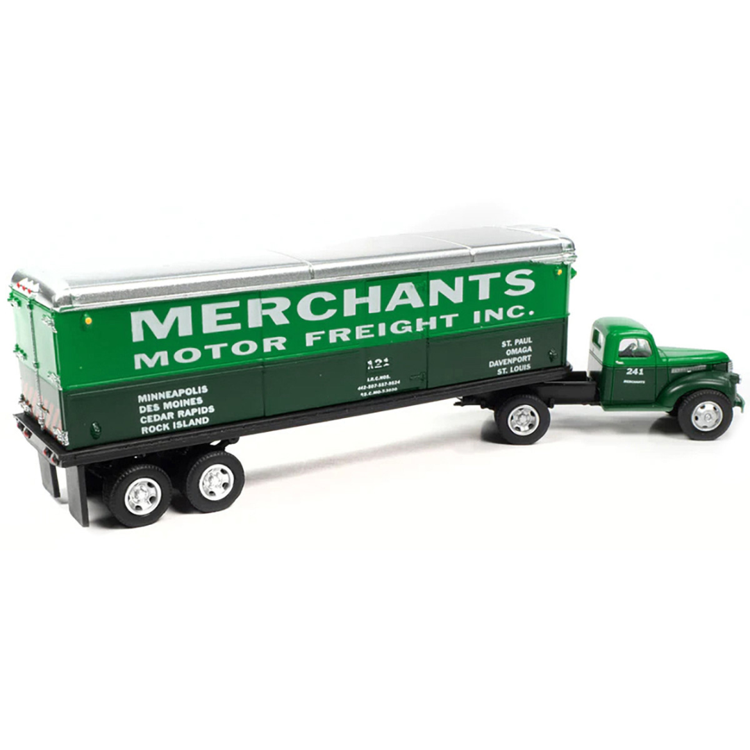 1941-1946-chevrolet-truck-and-trailer-set-merchants-motor-freight-inc-green-1-87-ho-scale-model