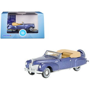 1941 Lincoln Continental Convertible Darian Blue Metallic 1/87 (HO) Scale Diecast Model Car by Oxford Diecast