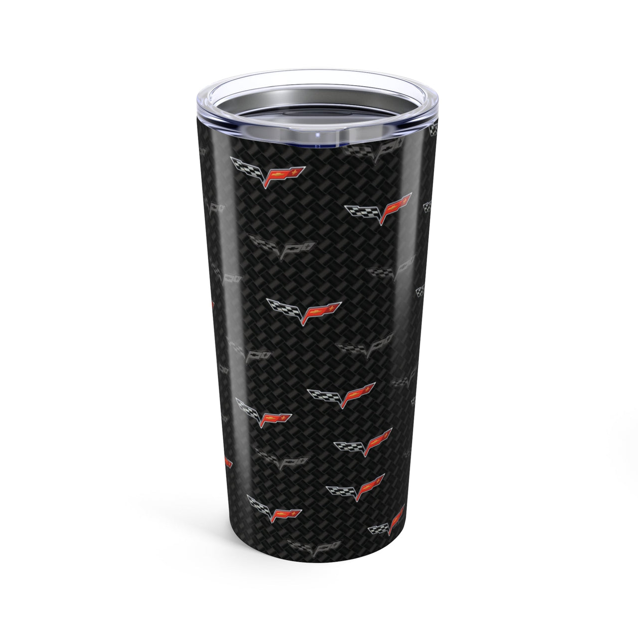 Corvette C6 Logo Toss  Pattern Carbon Tumbler 20oz | Retro Car Lover Travel Cup, Gift for Him, Car Enthusiast, Father's Day, Road Trip