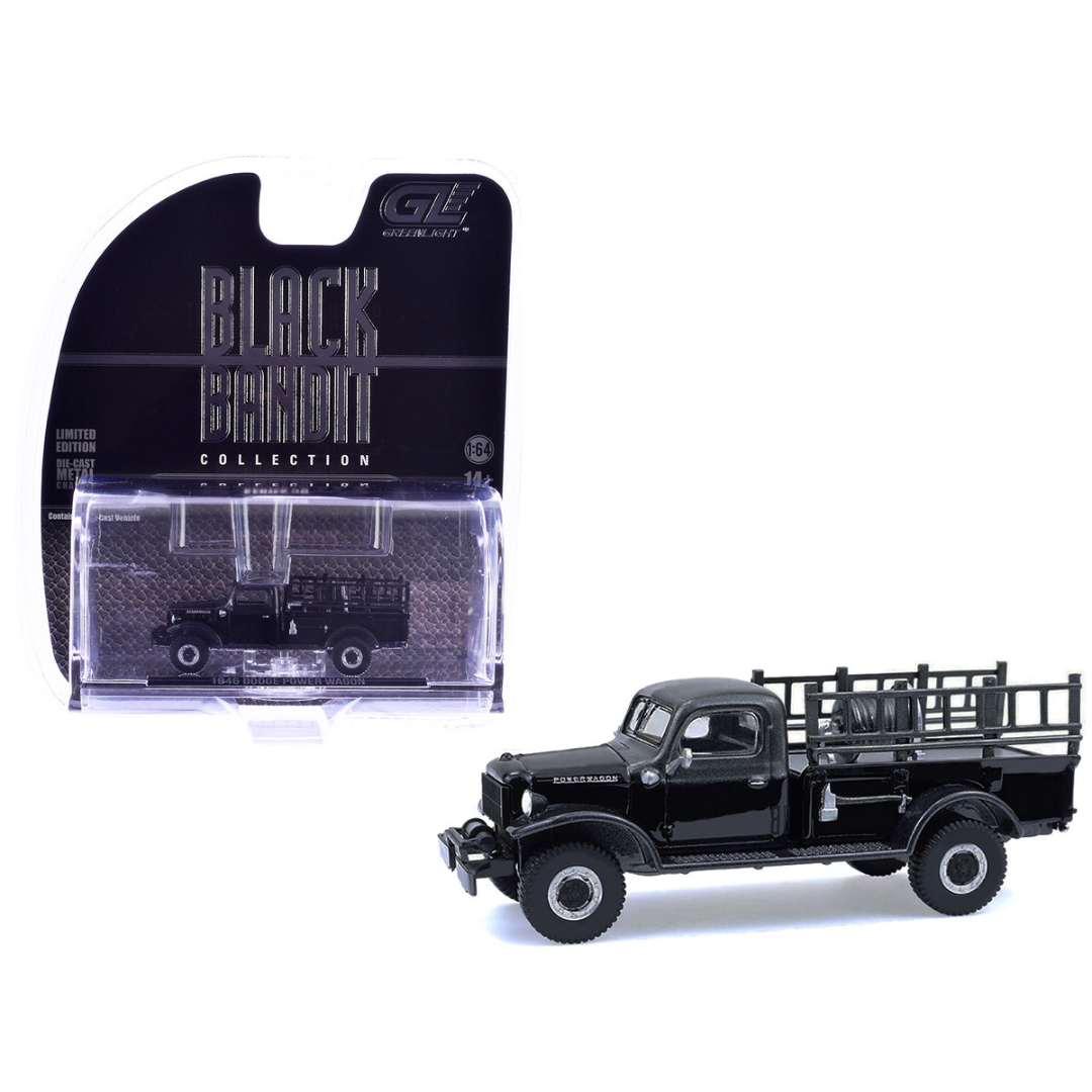 1946 Dodge Power Wagon Fire Truck Black "Black Bandit" Series 30 1/64 Diecast Model Car