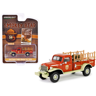 1946 Dodge Power Wagon Fire Truck Red and Cream "What Will It Take?" "Smokey Bear" Series 3 1/64 Diecast Model Car