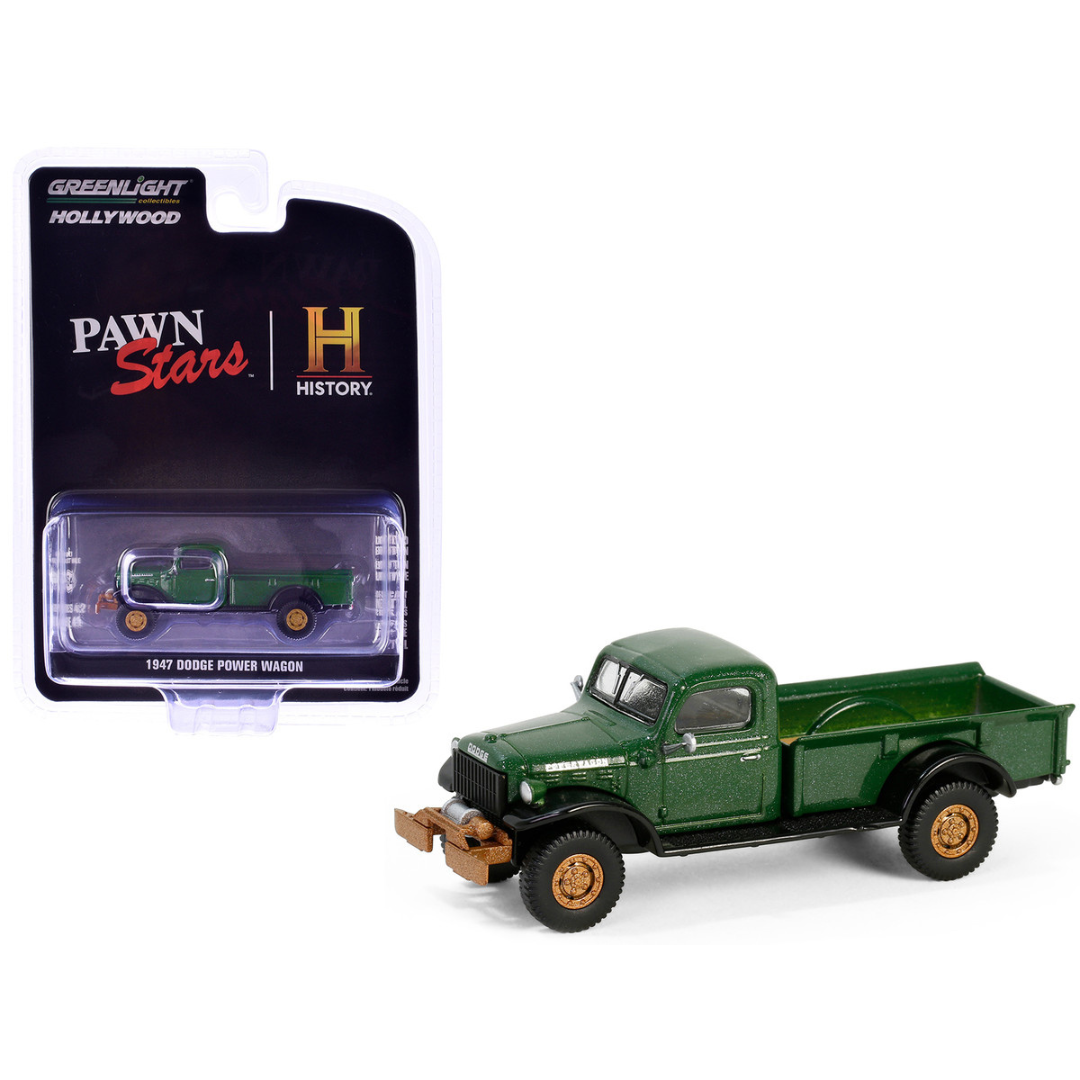 1947 Dodge Power Wagon Pickup Truck Green Metallic and Black "Pawn Stars" (2009-Current) TV Series "Hollywood Series" Release 42 1/64 Diecast Model Car