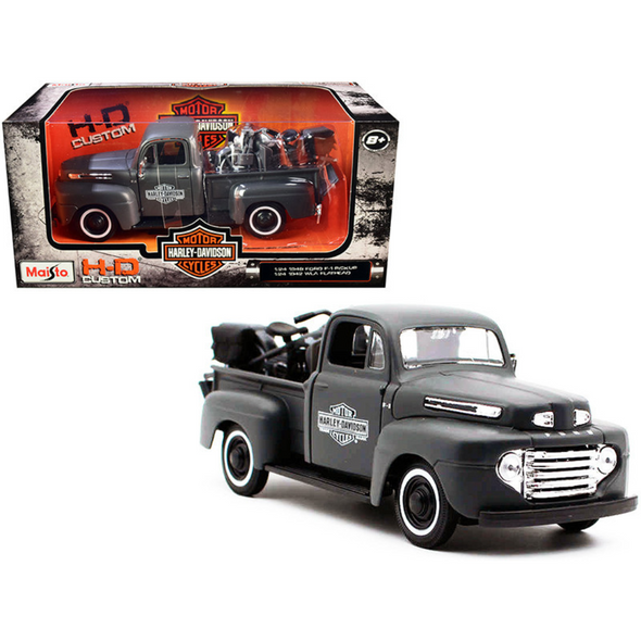 1948-ford-f-1-pickup-truck-and-1942-harley-davidson-flathead-motorcycle-1-24-diecast-models-by-maisto