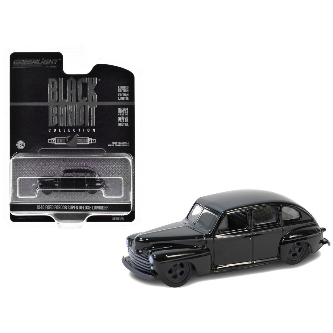 1948 Ford Fordor Super Deluxe Lowrider Black "Black Bandit" Series 29 1/64 Diecast Model Car