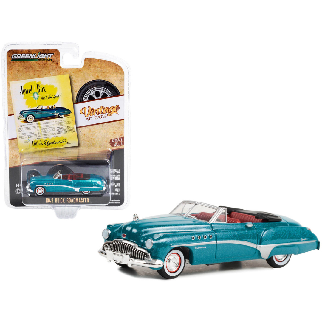 1949-buick-roadmaster-blue-metallic-vintage-ad-cars-1-64-diecast-model-car-by-greenlight