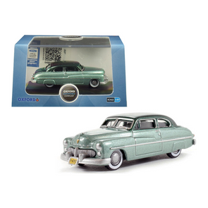 1949 Mercury Coupe Metallic Green with Dark Green Top 1/87 (HO) Scale Diecast Model Car by Oxford Diecast
