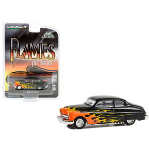 1949 Mercury Eight Black with Flames "Flames-Hobby Exclusive" Series 1/64 Diecast Model Car