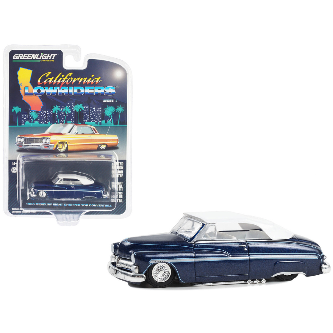 1950 Mercury Eight Chopped Top Convertible Lowrider "California Lowriders" Series 4 1/64 Diecast Model Car