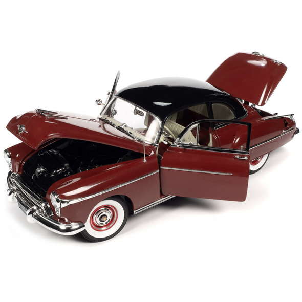 1950-oldsmobile-rocket-88-chariot-red-1-18-diecast-model-car-by-auto-world