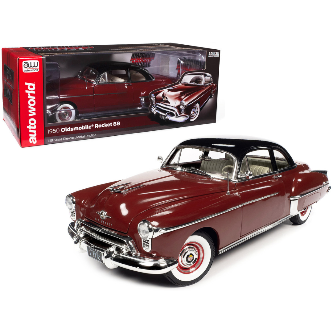 1950-oldsmobile-rocket-88-chariot-red-1-18-diecast-model-car-by-auto-world