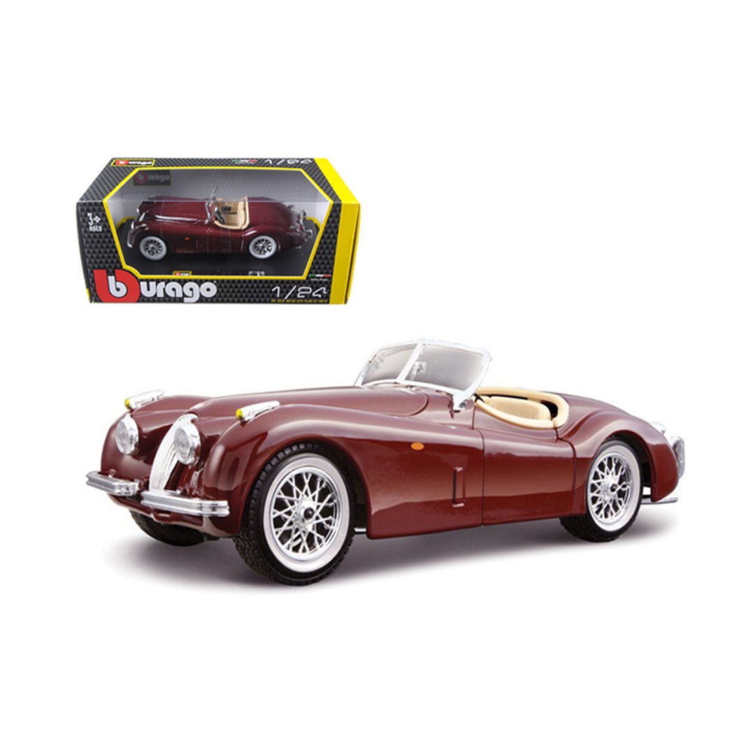 1951-jaguar-xk-120-roadster-burgundy-1-24-diecast-model-car-by-bburago