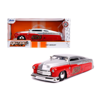 1951-mercury-silver-and-red-626-holley-bomber-bros-special-bigtime-muscle-1-24-diecast-model-car-by-jada