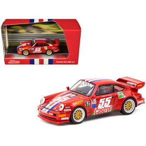 Porsche 911 RSR 3.8 #55 Red with Stripes and Graphics "Collab64" Series 1/64 Diecast Model Car