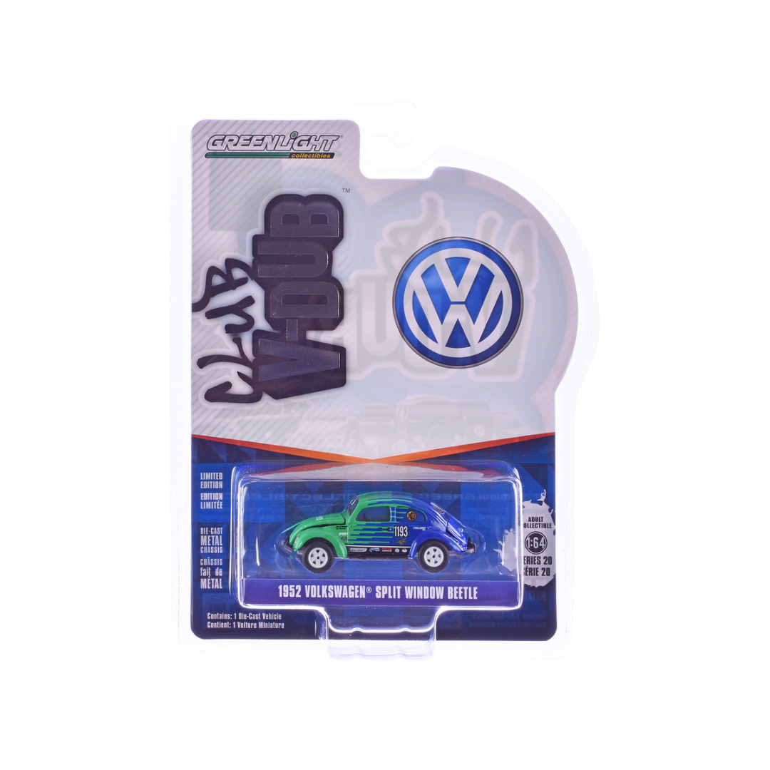 1952 Volkswagen Split Window Beetle #1193 "Falken Tire" Blue and Green "Club Vee-Dub" Series 20 1/64 Diecast Model Car