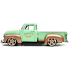 1953-chevrolet-3100-pickup-truck-green-and-gold-rustys-garage-with-extra-wheels-1-24-diecast