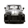 1953-chevrolet-3100-pickup-truck-silver-metallic-with-black-flames-with-extra-wheels-1-24-diecast