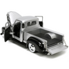 1953-chevrolet-3100-pickup-truck-silver-metallic-with-black-flames-with-extra-wheels-1-24-diecast