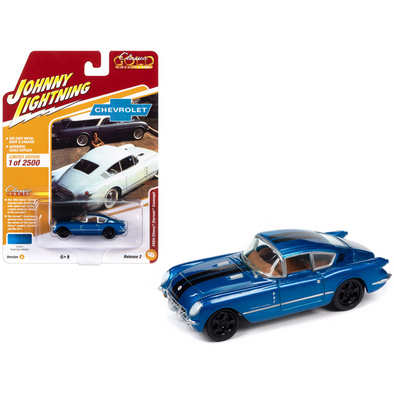 1954 Chevrolet Corvair Concept Car Bright Blue Metallic with Black Stripes "Classic Gold Collection "Limited Edition 1/64 Diecast Model Car