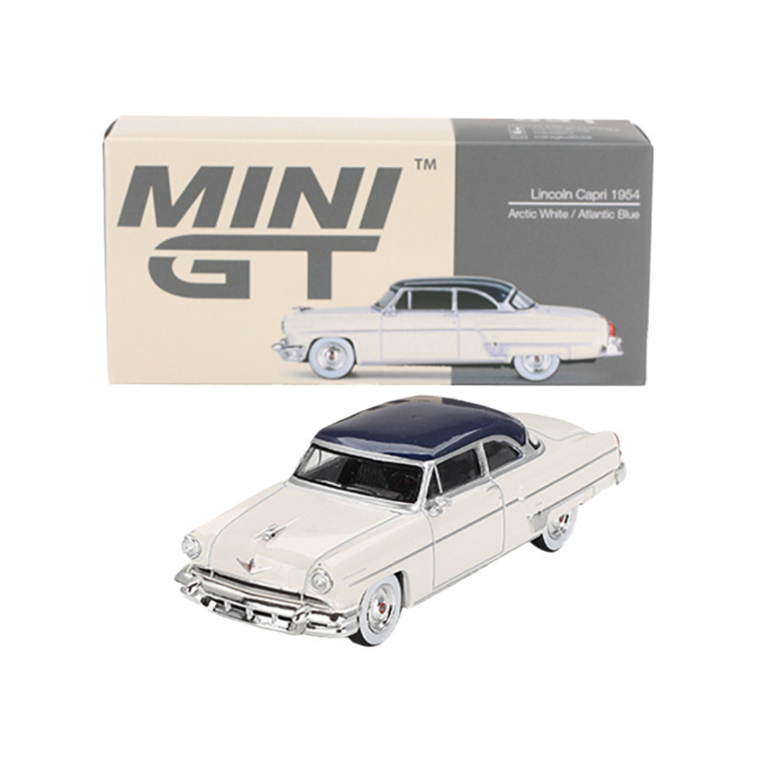 1954 Lincoln Capri Arctic White with Atlantic Blue Top Limited Edition 1/64 Diecast Model Car