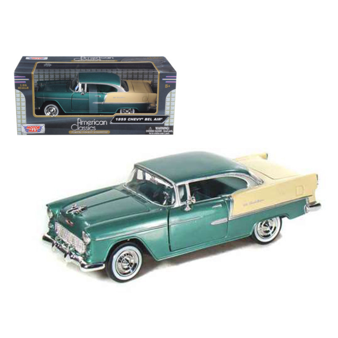 1955-chevrolet-bel-air-red-1-24-diecast-model-car-by-motormax-1