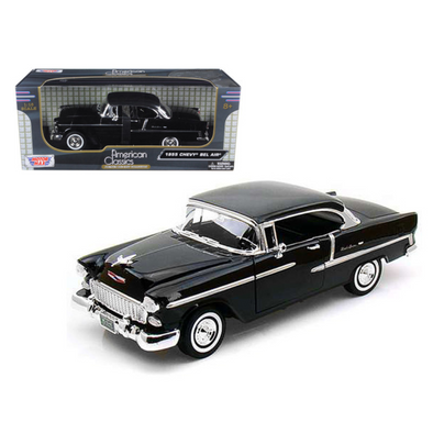 1955 Chevrolet Bel Air Hard Top Black 1/18 Diecast Car Model by Motormax