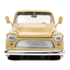 1955-chevrolet-stepside-pickup-truck-tan-and-silver-flames-with-extra-wheels-1-24-diecast