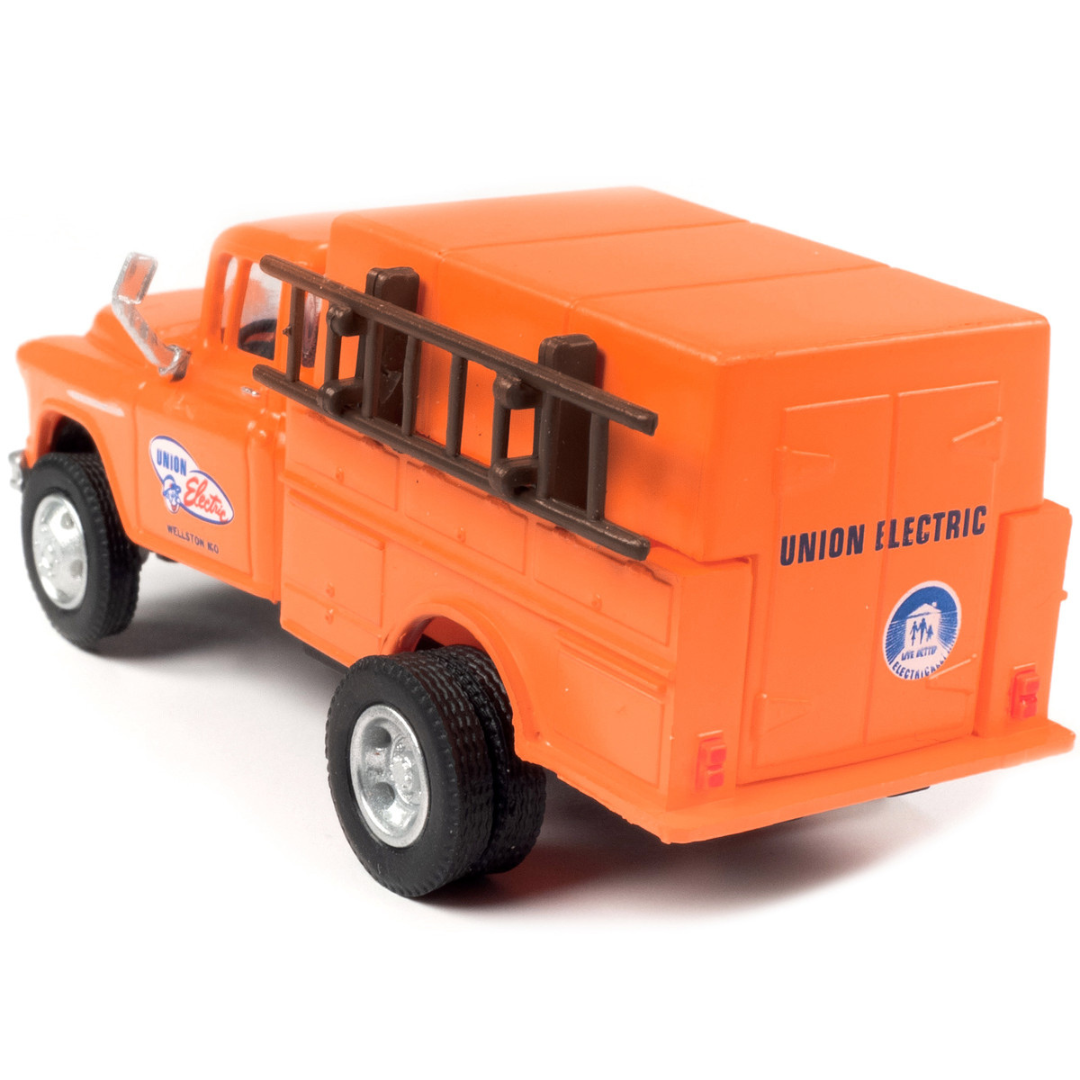 1955-chevrolet-utility-truck-orange-union-electric-1-87-ho-scale-model