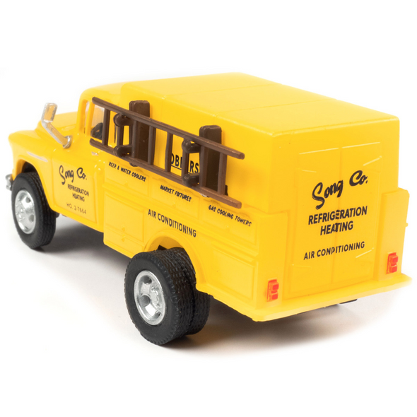 1955-chevrolet-utility-truck-yellow-song-co-refrigeration-and-heating-1-87-ho-scale-model
