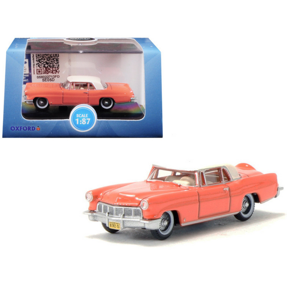 1956 Lincoln Continental Mark II Island Coral 1/87 (HO) Scale Diecast Model Car by Oxford Diecast