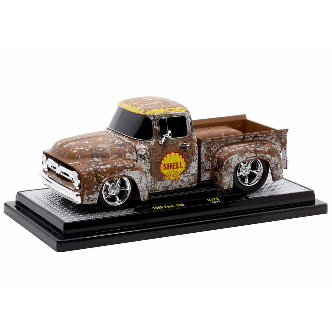 1956 Ford F-100 Pickup Truck "Shell" White with Yellow Top (Rusted) Limited Edition to 4250 pieces Worldwide 1/24 Diecast