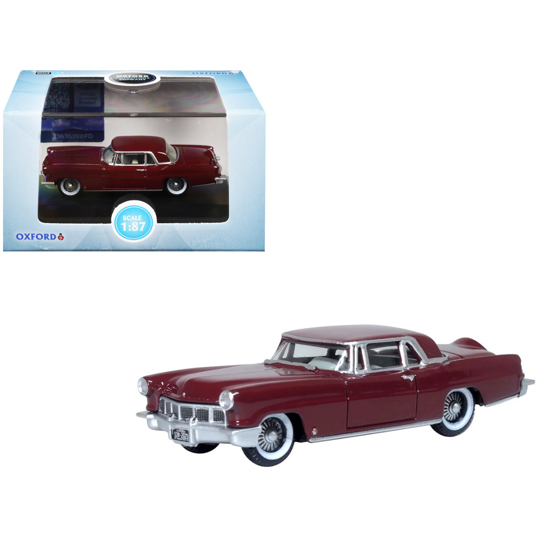 1956 Lincoln Continental Mark II Dark Red 1/87 (HO) Scale Diecast Model Car