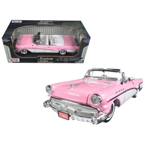 1957 Buick Roadmaster Convertible Pink 1/18 Diecast Model Car by Motormax