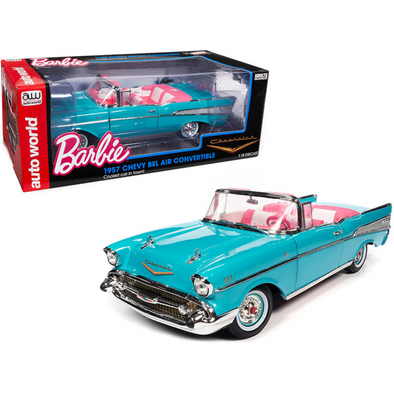 1957 Chevrolet Bel Air Convertible Blue with Pink Interior "Barbie" 1/18 Diecast Model Car