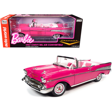 1957 Chevrolet Bel Air Convertible Pink "Barbie" "Silver Screen Machines" 1/18 Diecast