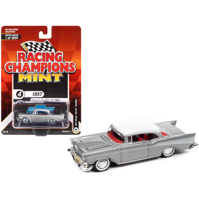 1957 Chevrolet Bel Air Hardtop Silver with White Top 1/64 Diecast Model Car