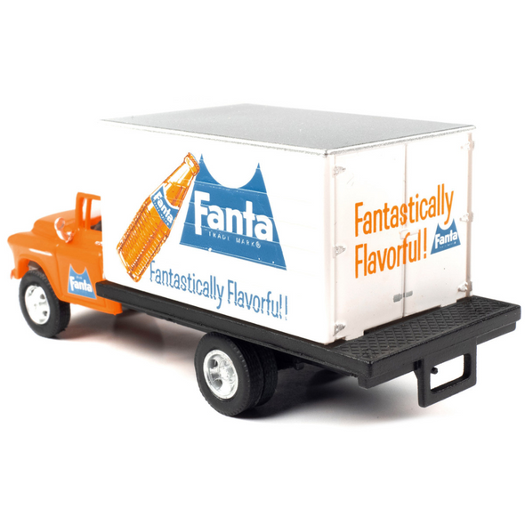 1957 Chevrolet Refrigerated Box Truck Orange with White Top "Fanta" 1/87 (HO) Scale Model