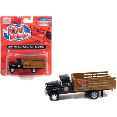 1957-chevrolet-stakebed-truck-matt-black-marvel-mystery-oil-co-1-87-ho-scale-model-car-by-classic-metal-works