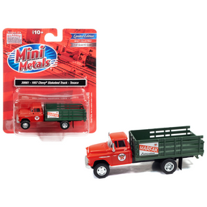 1957 Chevrolet Stakebed Truck Red "Texaco - Marfak Lubrication" 1/87 (HO) Scale Model Car by Classic Metal Works