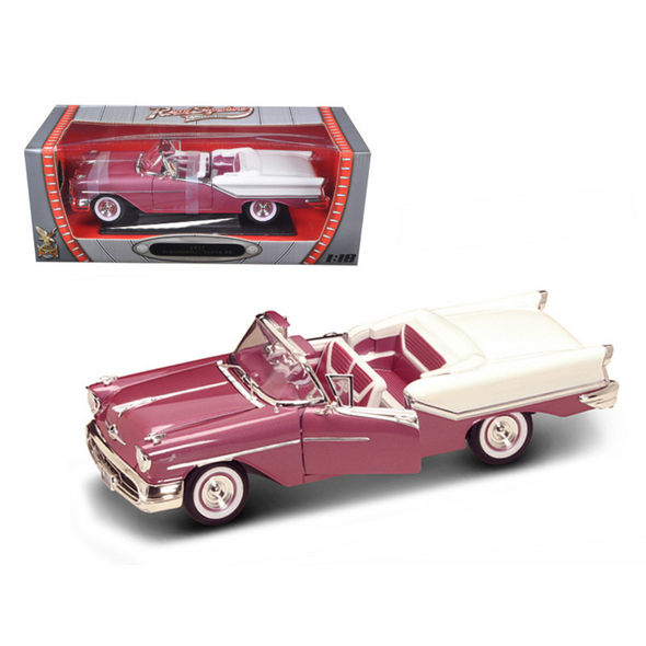 1957 Oldsmobile Super 88 Purple and White 1/18 Diecast Model Car by Road Signature